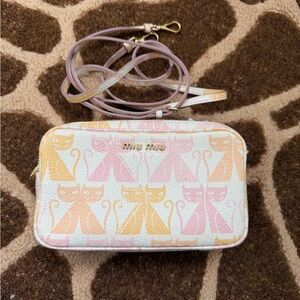 Miu Miu Pastel Cat Print Crossbody Bag